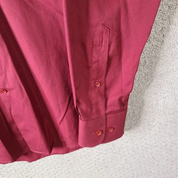 Ted Lapidus Shirt Mens Medium 39-40 Red‎ Button Down Cotton Designer Paris - Picture 3 of 10